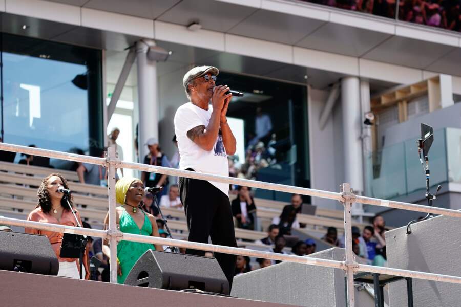 Yannick Noah acclamé par ses enfants Jenaye Joalukas et Joakim Noah et