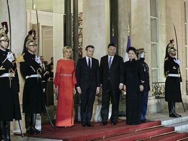 Hélène rollès, Alain Delon, Jean-Michel Jarre et Gong Li en couple au dîner d'Etat à l'Elysée avec le président chinois