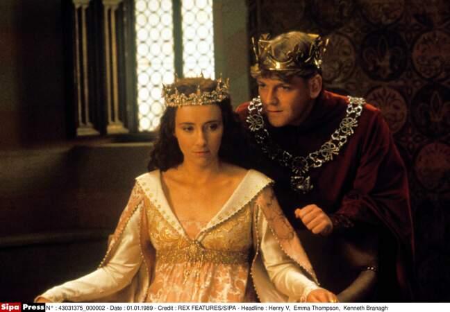 Elle joue Catherine de Valois dans Henry V en 1989, l'année de son mariage avec Kenneth Branagh (à droite)