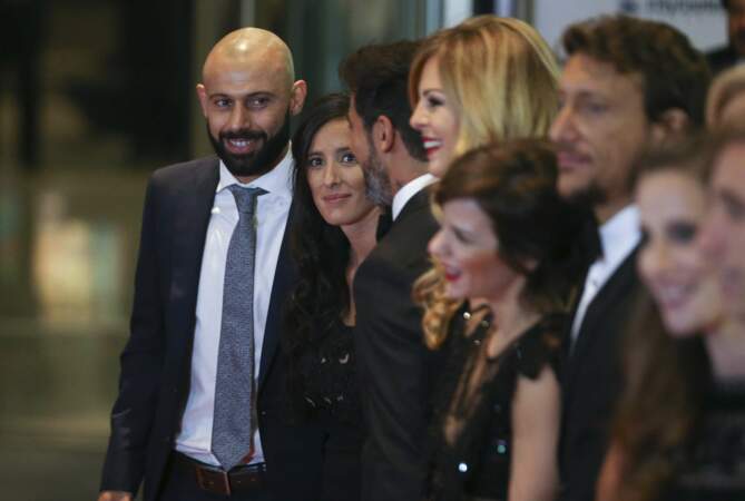 A gauche, la star de l'Albiceleste Javier Mascherano et son épouse, Fernanda Moreno 