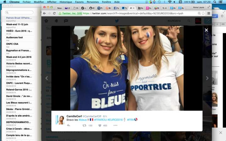 L'ex Miss France Camille Cerf arborait fièrement les couleurs des Bleus