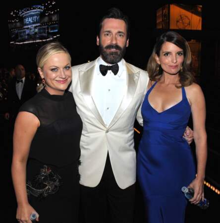 Amy Poehler, Jon Hamm, and Tina Fey lors des 65e Primetime Emmy Awards à Los Angeles, le 22 septembre 2013