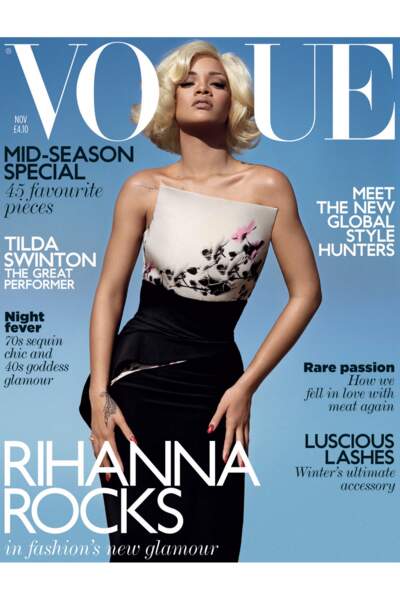 Mais aussi Rihanna en couverture de Vogue UK en 2011. 