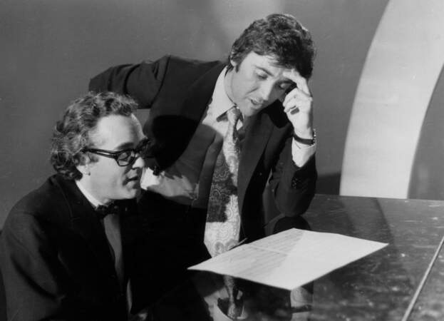 Sacha Distel et Michel Legrand en répétition aux studios du Moulin de la Galette le 20 février 1971