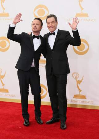 Aaron Paul et Bryan Cranston lors des 65e Primetime Emmy Awards à Los Angeles, le 22 septembre 2013