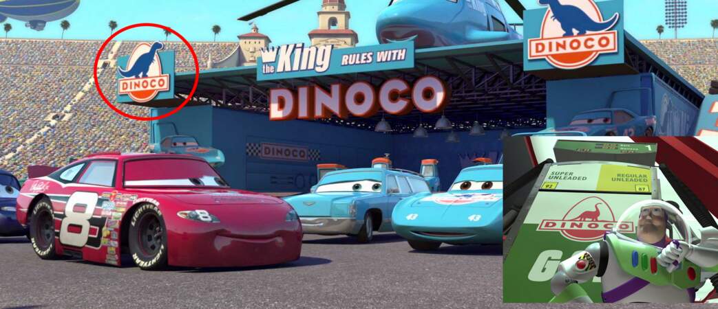 Cars : L'écurie de course Dinoco est aussi la marque d'une station essence dans Toy Story