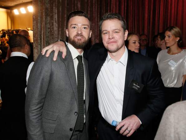 Matt Damon a retrouvé son pote Justin Timberlake, nommé pour Les Trolls et sa chanson "Can't Stop the Feeling!"