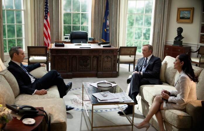 House of Cards : Garrett Walker (Michel Gill) et Franck Underwood (Kevin Spacey), le président et son successeur