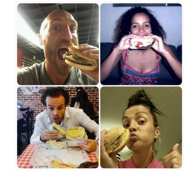 Les ex-affamés s'amusent à s'envoyer des photos en train de déguster des hamburgers. Miam, miam !