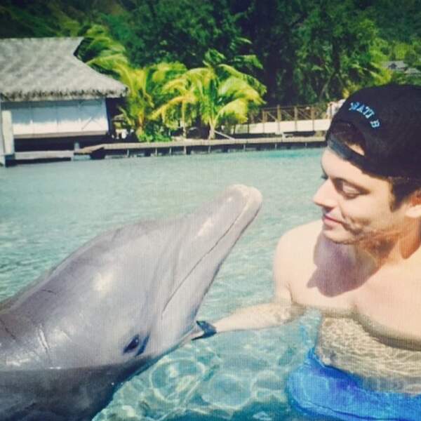 On est trop jaloux : Kev Adams a nagé avec les dauphins.