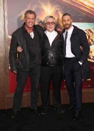 George Miller entouré de ses deux Mad Max : Mel Gibson et Tom Hardy 