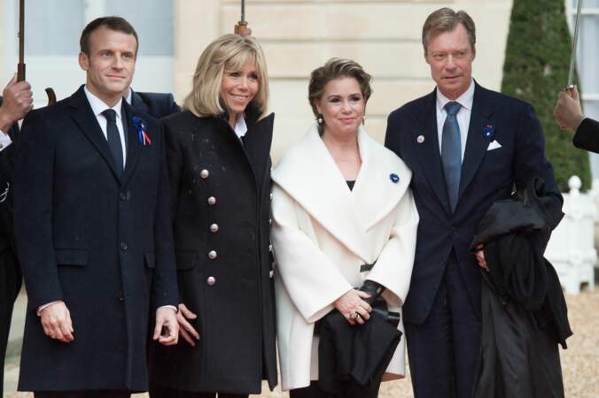 Brigitte et Emmanuel Macron accueillent le Grand Duc du Luxembourg Henri et la Grande Duchesse Maria Theresa