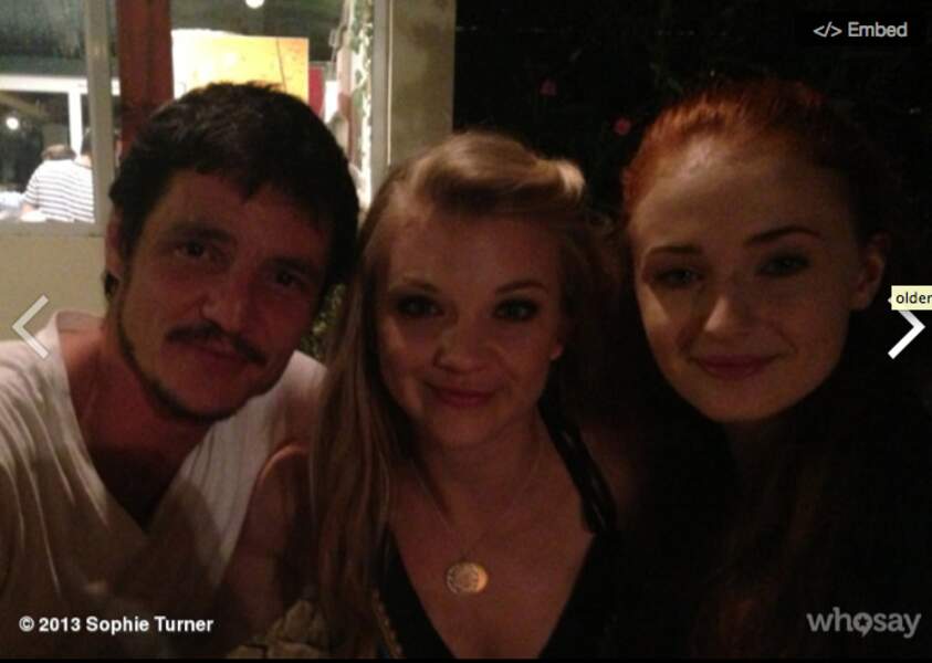 Pedro Pascal (Prince Oberyn), Natalie Dormer (Margaery Tyrell) et Sophie Turner (Sansa Stark)