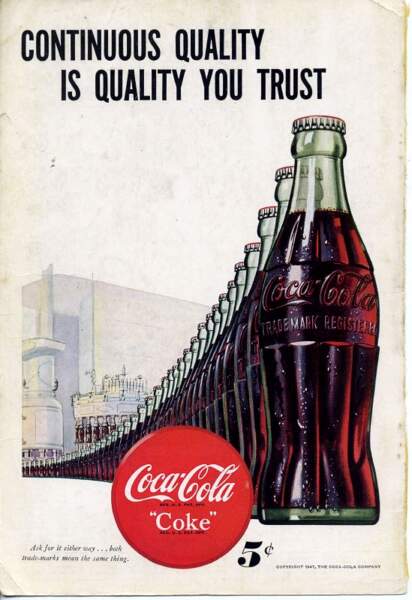 Affiche Coca Cola de 1947 - Tout juste sorties de l'usine
