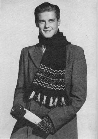 Voyez comme une écharpe et des gants, amoureusement tricotés, rehaussent l'élégance du fringant Roger Moore