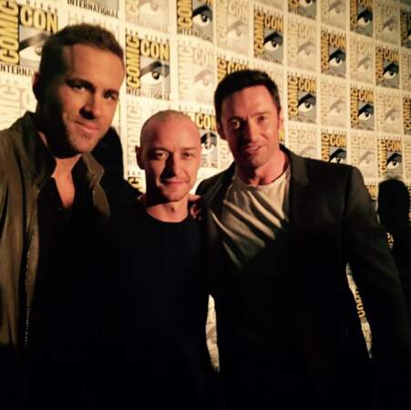 Deadpool (Ryan Reynolds), Professeur Xavier (James McAvoy) et Wolverine (Hugh Jackman)