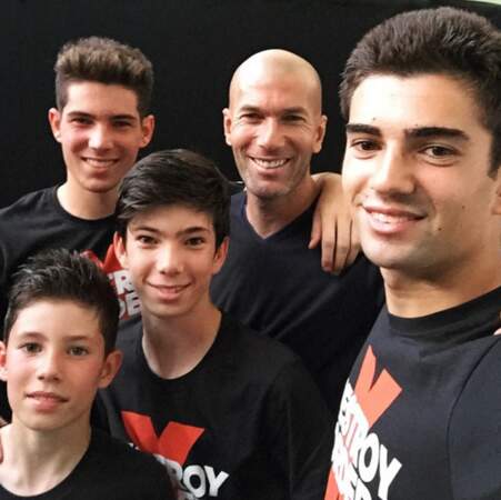 Zinédine Zidane et ses fils : Enzo, Luca, Elyaz et Théo. 