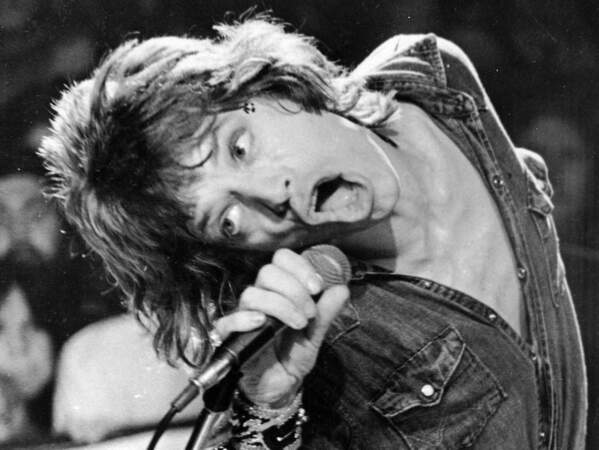 Inégalable Mick Jagger durant un concert des Rolling Stones à San Francisco en 1972