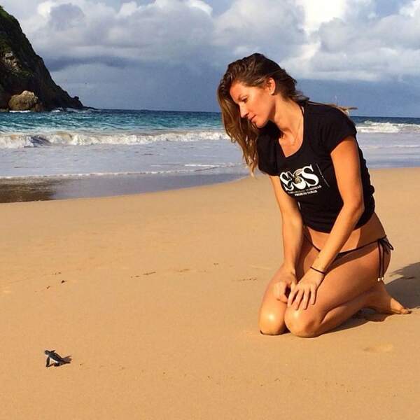 Elle est aussi tombée en admiration devant cette petite tortue.