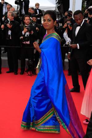 Kalieaswari Srinivasan lors de la montée des marches pour le film "Dheepan" au Festival de Cannes