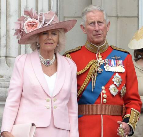 Camilla, duchesse de Cornwall et le prince Charles lors du célèbre "Trooping the Colour", le 14 juin 2014