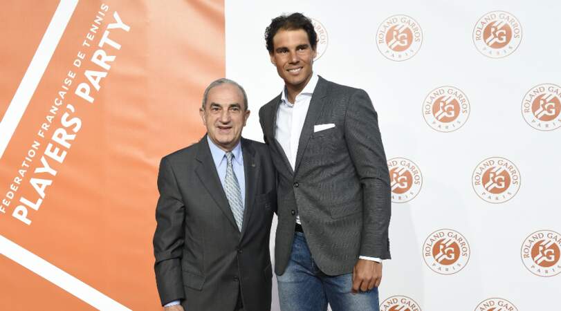 Jean Gachassin, président de la FFT accueille le nonuple vainqueur du tournoi Rafael Nadal