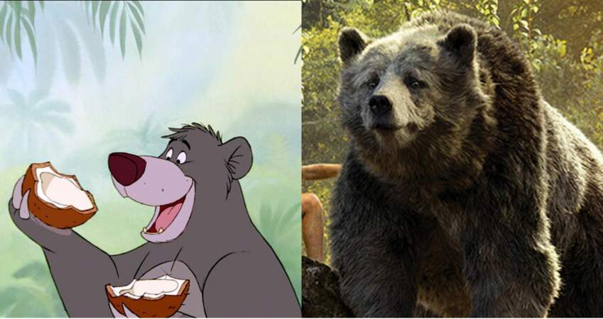 Et voici l'ours Baloo dans les deux versions