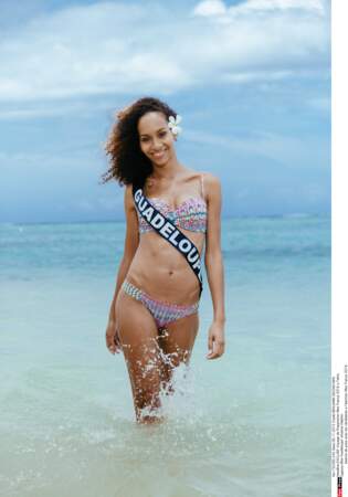 Miss Guadeloupe, Johanna Delphin lors de la séance photo en maillot de bain