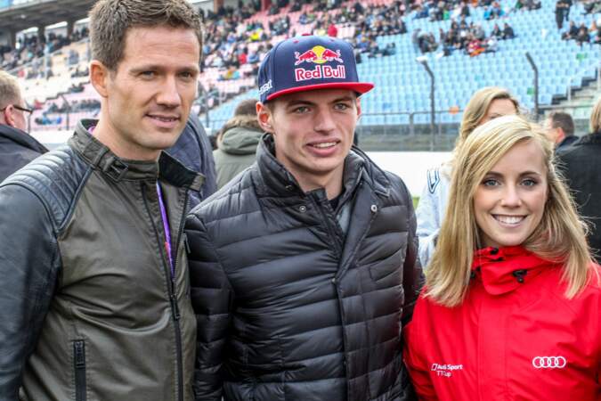 Sébastien Ogier (gauche) a croisé Max Verstappen et sa compagne Mikaela Ahlin Kottulinsky