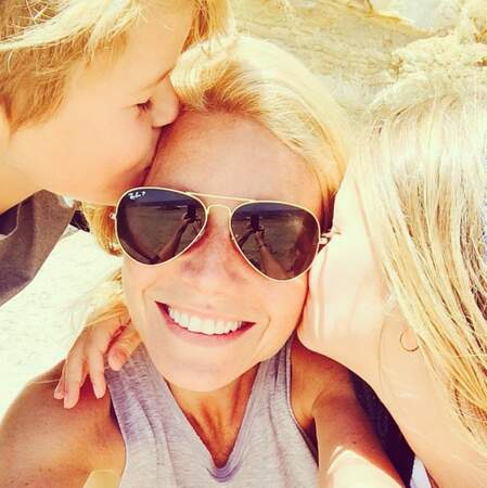 L'actrice Gwyneth Paltrow avec Apple, sa fille et Moses, son fils. Trop mignooooon !