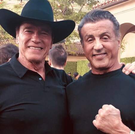Et Arnold Schwarzenegger portait son plus beau chapeau de cow-boy pour poser avec son copain Sylvester. 
