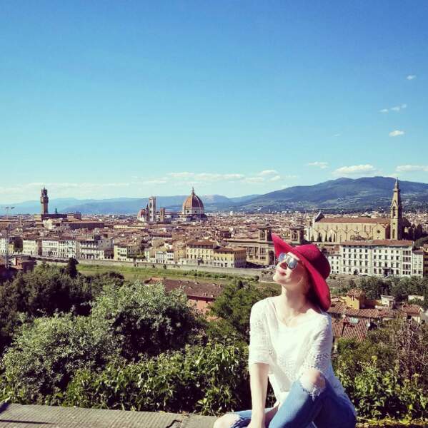 Jessica Chastain a admiré la vue à Florence. 
