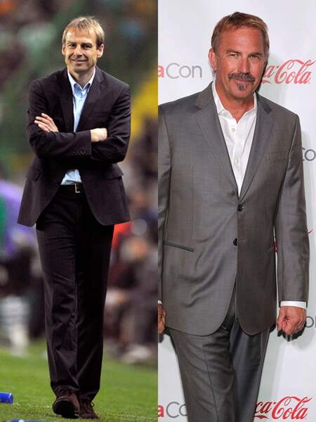 Le sélectionneur des Etats-Unis, Jürgen Klinsmann, et l'acteur américain Kevin Costner 