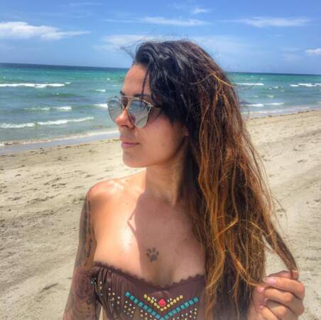 Shanna Kress sur la plage de Miami. 