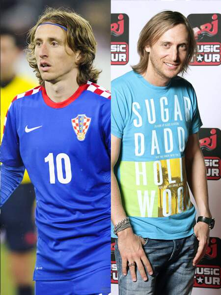 Le milieu de terrain croate Luka Modrić et le DJ David Guetta