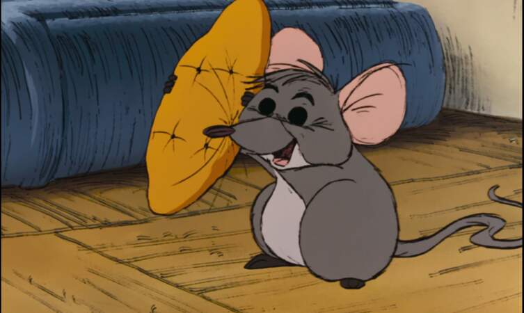 Roquefort, la souris qui prévient Duchesse et ses chatons du moindre danger (Les Aristochats, 1971)