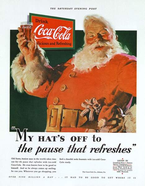 Affiche Coca Cola de 1931 - Le fameux Père Noël rouge