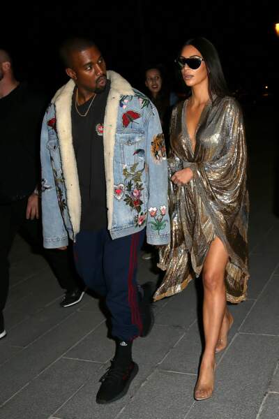 Kanye West et Kim lors de l'after party Balmain 