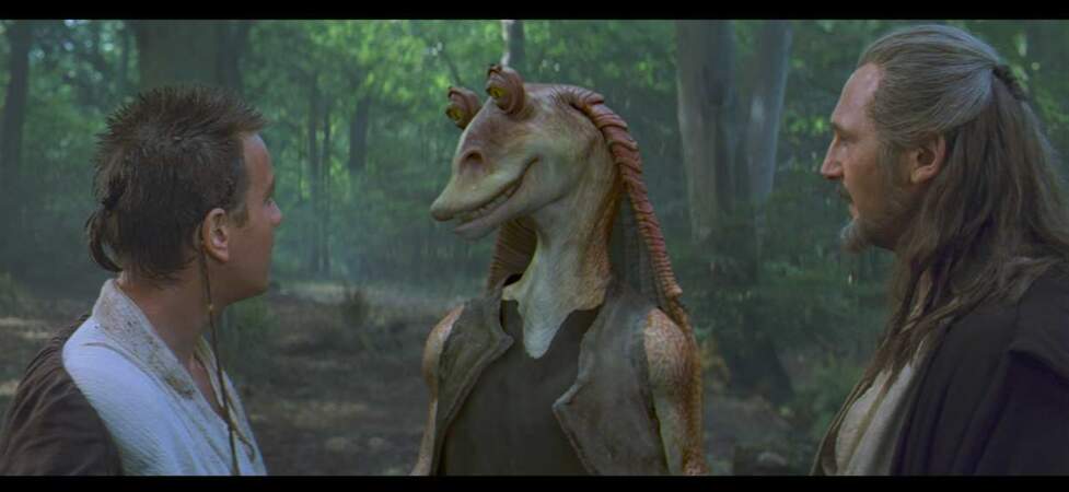 1999, Star Wars épisode I : le personnage de Jar Jar Binks est une idée du fils de George Lucas, Jett. 