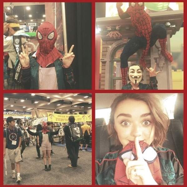 Maisie Williams (Game of Thrones) opte pour Spider-Man et Guy Fawkes