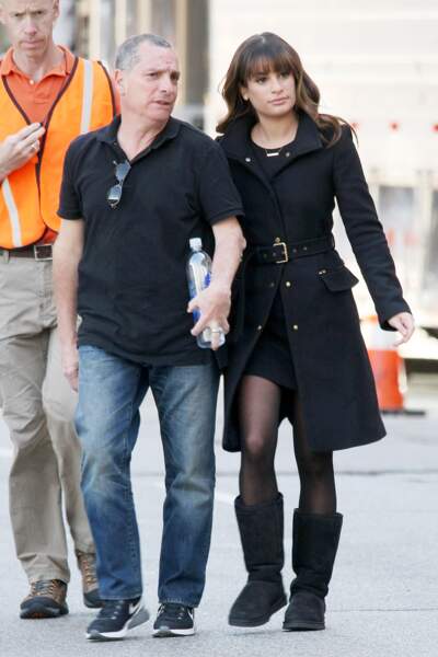Sur le tournage de la série Glee, Marc Sarfati se promène avec sa fille Lea Michele