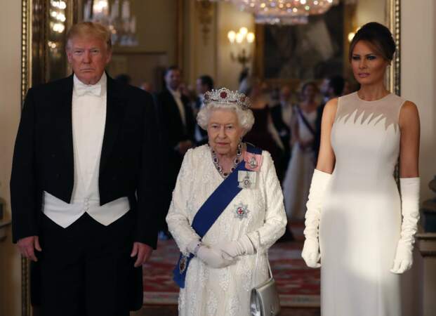La reine Elisabeth II a reçu Donald et Melania Trump en grandes pompes à Buckingham
