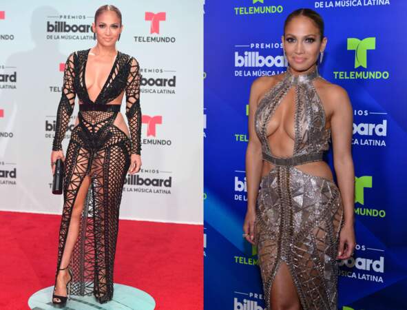 Dans une version très aérée, Jennifer Lopez en robe façon filet de pêche.