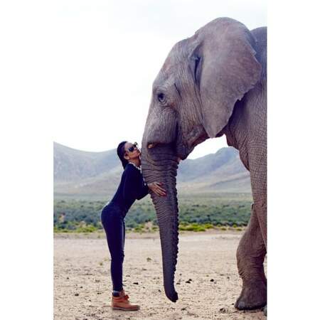 Mais Rihanna aime beaucoup les animaux aussi, comme cet éléphant