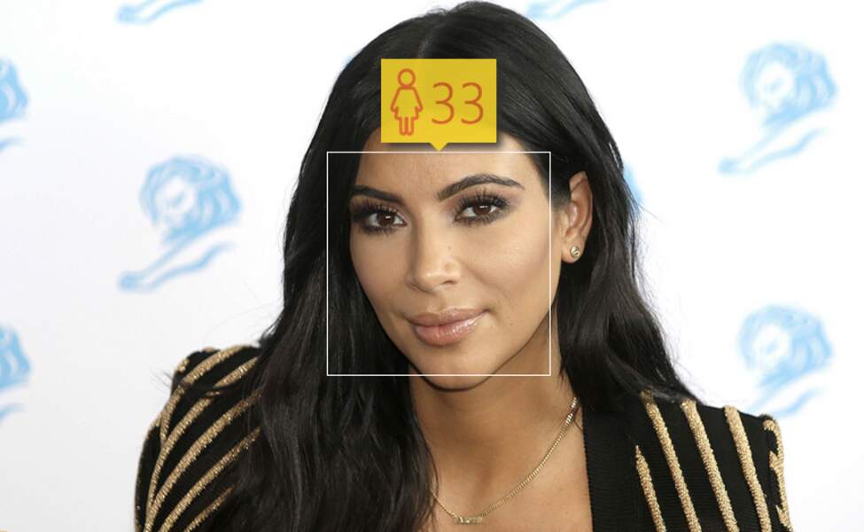 Kim Kardashian. L'âge donné par le logiciel : 33 ans. 