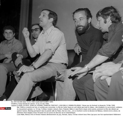 Truffaut, Godard, Polanski, Malle organisent la révolte en mai 1968. Le festival est interrompu.