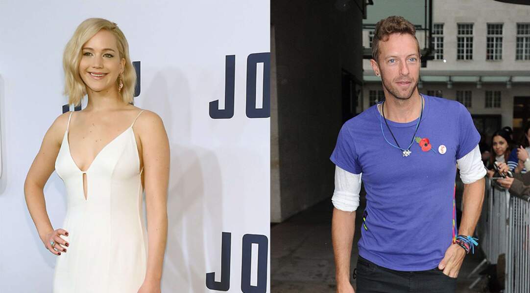 L'actrice Jennifer Lawrence et le chanteur Chris Martin (leader du groupe Coldplay). 