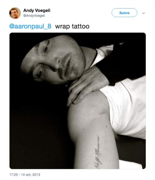 … comme son partenaire Aaron Paul. Et ils ont le même tatoueur !