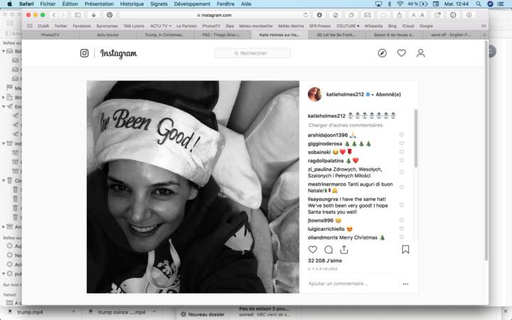 "J'ai été sage" : Katy Holmes annonce la couleur sur son bonnet pour impressionner le Père Noël