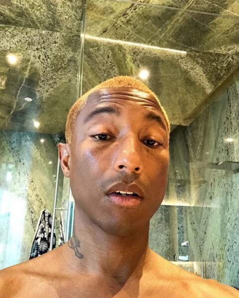 Et selfie dans la salle de bain en marbre pour Pharrell Williams. 